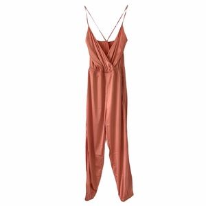 Rose Satin Spaghetti Strapped Jumpsuit